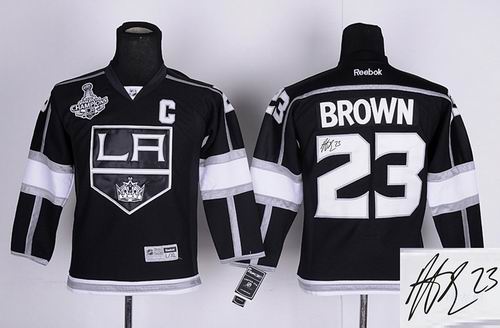 Youth Los Angeles Kings #23 Dustin Brown Black signature Jersey