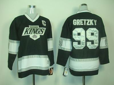 Youth Los Angeles Kings #99 GRETZKY CCM C Patch Black jersey