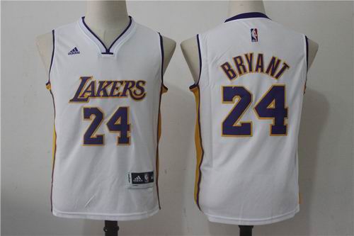 Youth Los Angeles Lakers #24 Kobe Bryant white Jersey