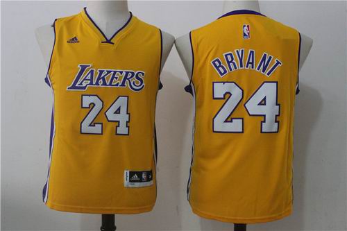 Youth Los Angeles Lakers #24 Kobe Bryant yellow Jersey