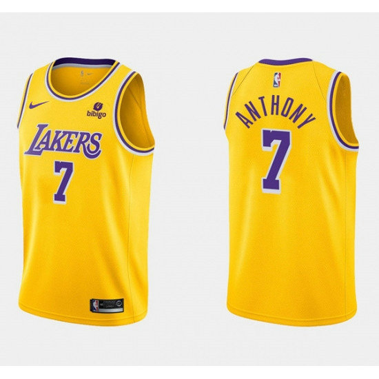 Youth Los Angeles Lakers #7 Carmelo Anthony Bibigo Yellow Stitched Basketball Jersey