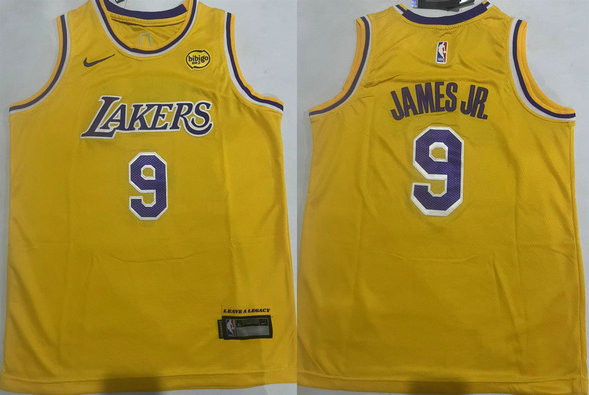 Youth Los Angeles Lakers #9 Bronny James Jr. Yellow Stitched Basketball Jersey