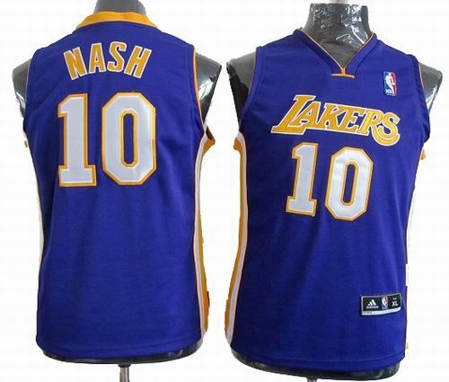 Youth Los Angeles Lakers 10# Steve Nash purple Jersey