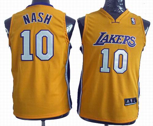 Youth Los Angeles Lakers 10# Steve Nash yellow Jersey