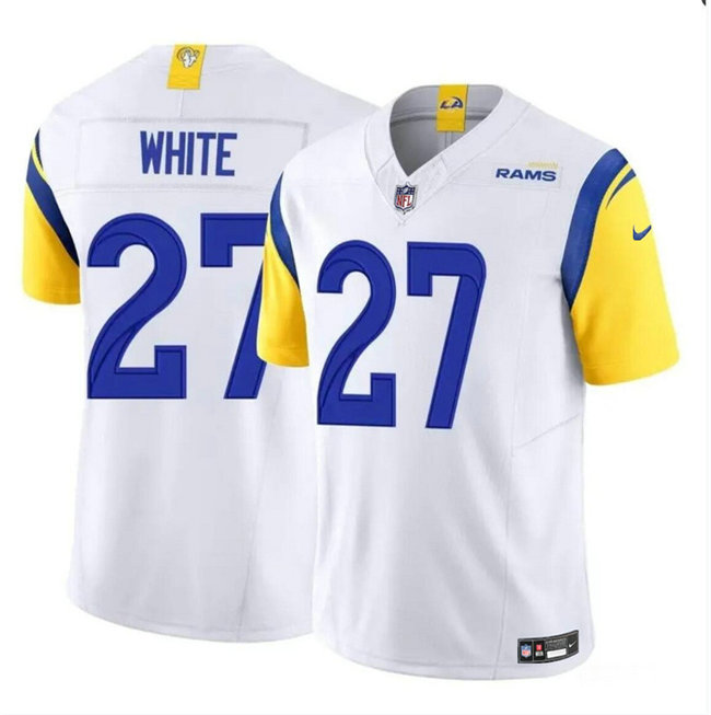 Youth Los Angeles Rams #27 Tre'Davious White White 2024 F.U.S.E. Vapor Untouchable Stitched Football Jersey
