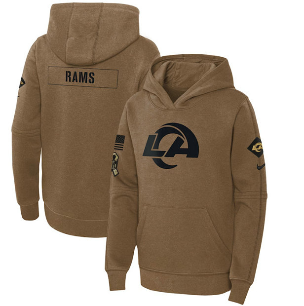 Youth Los Angeles Rams 2023 Brown Salute To Service Pullover Hoodie