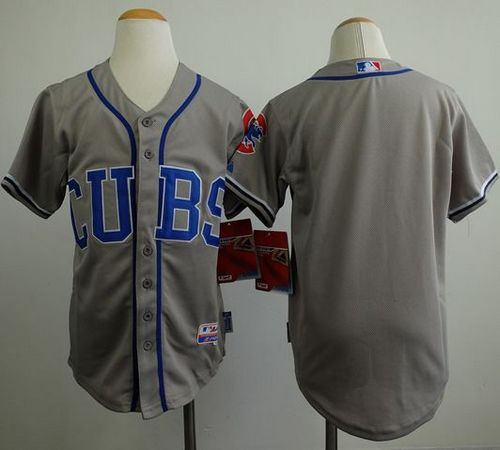 Youth MLB Chicago Cubs Blank Grey Alternate Road Cool Base Baseball Jersey