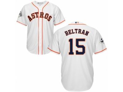 Youth Majestic Houston Astros #15 Carlos Beltran Replica White Home 2017 World Series Bound Cool Base MLB Jersey