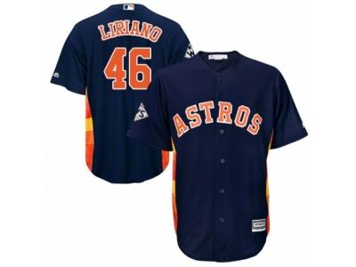 Youth Majestic Houston Astros #46 Francisco Liriano Authentic Navy Blue Alternate 2017 World Series Bound Cool Base MLB Jersey
