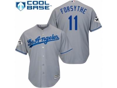 Youth Majestic Los Angeles Dodgers #11 Logan Forsythe Replica Grey Road 2017 World Series Bound Cool Base MLB Jersey