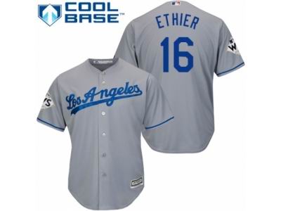 Youth Majestic Los Angeles Dodgers #16 Andre Ethier Replica Grey Road 2017 World Series Bound Cool Base MLB Jersey
