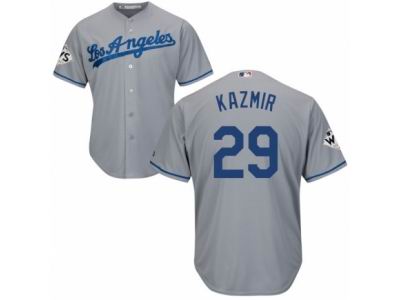 Youth Majestic Los Angeles Dodgers #29 Scott Kazmir Replica Grey Road 2017 World Series Bound Cool Base MLB Jersey