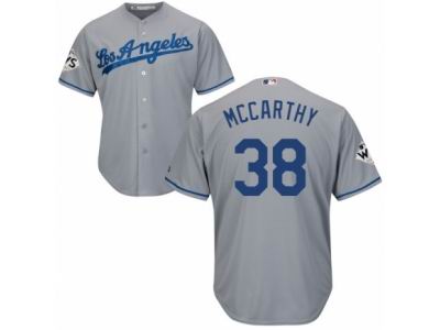 Youth Majestic Los Angeles Dodgers #38 Brandon McCarthy Replica Grey Road 2017 World Series Bound Cool Base MLB Jersey