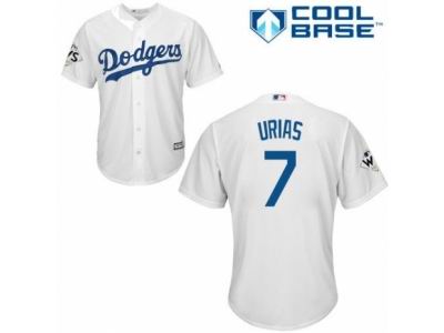 Youth Majestic Los Angeles Dodgers #7 Julio Urias Replica White Home 2017 World Series Bound Cool Base MLB Jersey