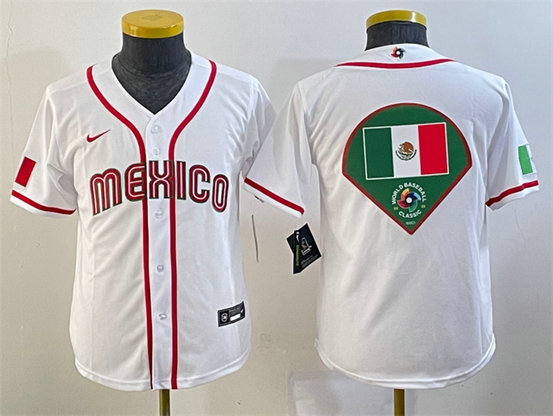 Youth Mexico Baseball 2023 Red Big Logo World Baseball Classic Stitched Jerseys