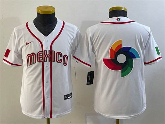 Youth Mexico Baseball Blank 2023 Red World Baseball Classic Stitched Jerseys