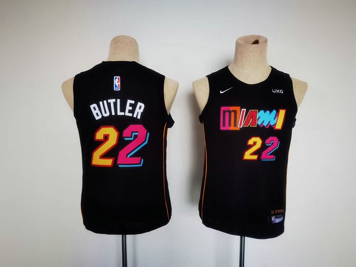 Youth Miami Heat #22 Jimmy Butler Black City Edition Swingman Stitched Jersey