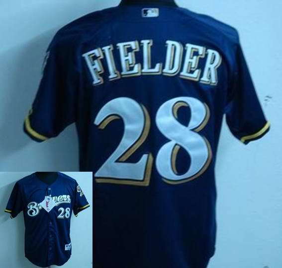 Youth Milwaukee Brewers 28# Prince Fielder blue