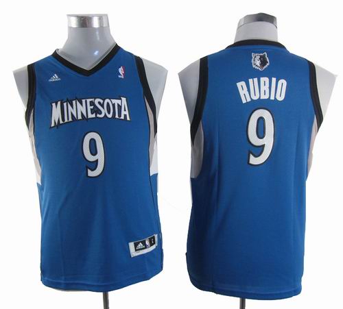 Youth Minnesota Timberwolves 9# Ricky Rubio blue Road Jersey