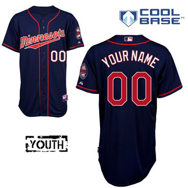 Youth Minnesota Twins Authentic Customized Navy Blue Alternate Road Jersey