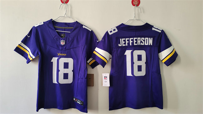 Youth Minnesota Vikings #18 Justin Jefferson Purple F.U.S.E. Vapor Untouchable Limited Stitched Jersey