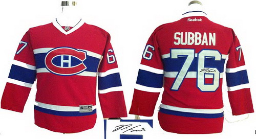 Youth Montreal Canadiens #76 P.K. Subban red signature jerseys