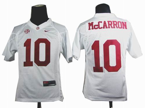 Youth NCAA Alabama Crimson Tide AJ McCarron 10 White College Football Jersey