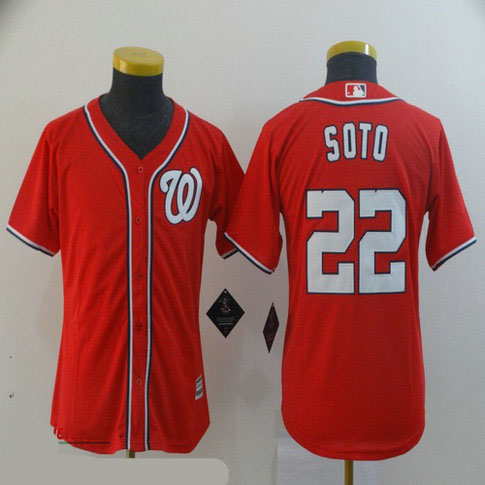 Youth Nationals 22 Juan Soto Red Youth Cool Base Jersey
