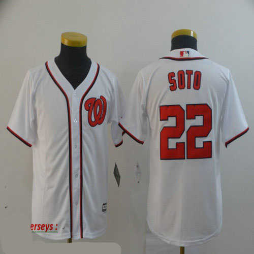 Youth Nationals 22 Juan Soto White Youth Cool Base Jersey