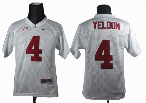 Youth Ncaa Alabama Crimson Tide T.J Yeldon 4 White 2012 SEC Patch College Football Jersey