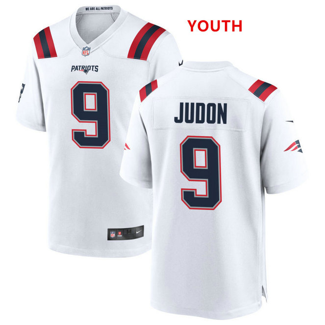Youth New England Patriots #9 Matt Judon White Away 2021 Jersey