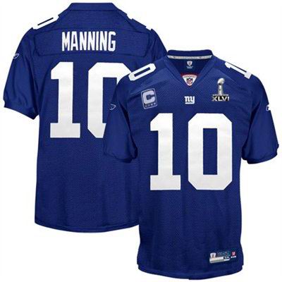 Youth New York Giants #10 Eli Manning 2012 Super Bowl XLVI Jersey Blue C patch