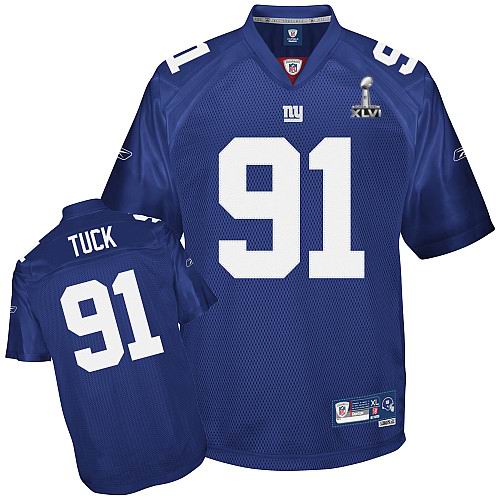 Youth New York Giants #91 Justin Tuck 2012 Super Bowl XLVI Jersey blue