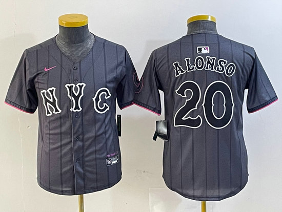 Youth New York Mets #20 Pete Alonso Graphite 2024 City Connect Limited Stitched Baseball Jersey(Run Small) 15