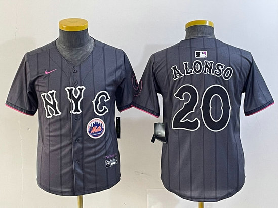 Youth New York Mets #20 Pete Alonso Graphite 2024 City Connect Limited Stitched Baseball Jersey(Run Small) 20