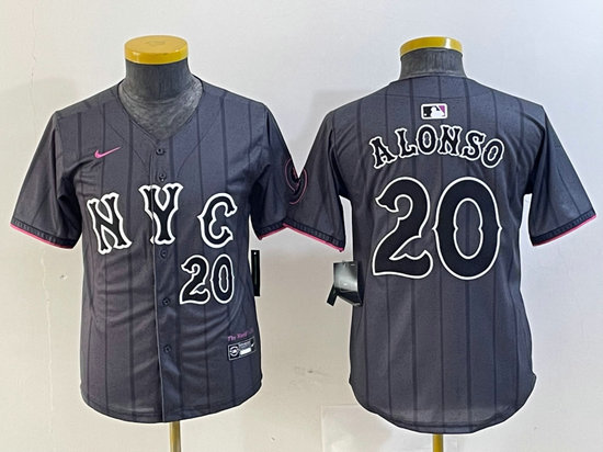 Youth New York Mets #20 Pete Alonso Graphite 2024 City Connect Limited Stitched Baseball Jersey 4