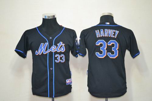 Youth New York Mets 33# Matt Harvey black Jersey