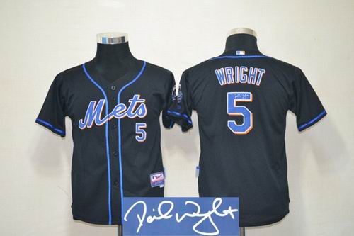 Youth New York Mets 5# David Wright black signature Jersey