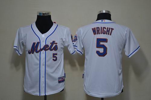 Youth New York Mets 5 Wright White jerseys