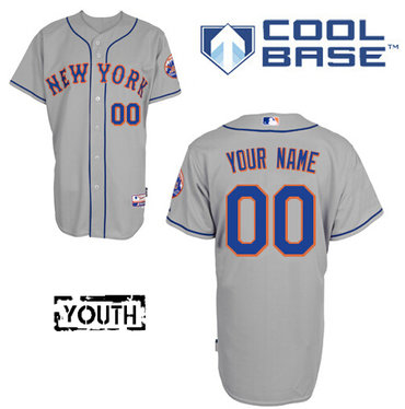 Youth New York Mets Authentic Customized Road Gray Baseball Jersey