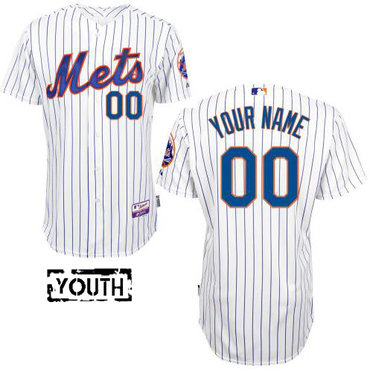Youth New York Mets Authentic Personalized Home White Stitched Baseball Jersey