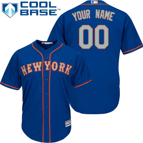 Youth New York Mets Customized Blue With Orange Jersey
