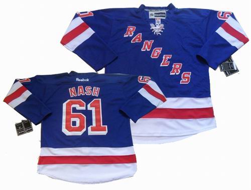 Youth New York Rangers #61 Rick Nash Blue jerseys