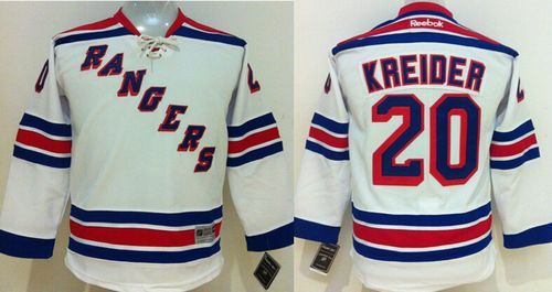 Youth New York Rangers 20 Chris Kreider White NHL Jersey