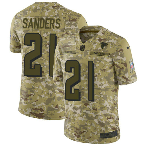Youth Nike Atlanta Falcons #21 Deion Sanders Camo Stitched NFL Limited 2018 Salute to Service Jersey