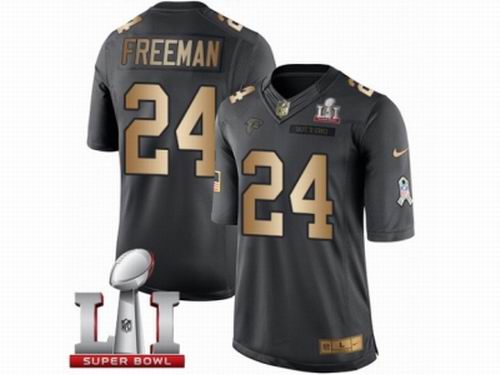 Youth Nike Atlanta Falcons #24 Devonta Freeman Limited Black Gold Salute to Service Super Bowl LI 51 Jersey