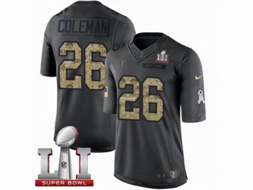 Youth Nike Atlanta Falcons #26 Tevin Coleman Limited Black 2016 Salute to Service Super Bowl LI 51 Jersey