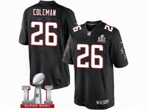 Youth Nike Atlanta Falcons #26 Tevin Coleman Limited Black Alternate Super Bowl LI 51 Jersey