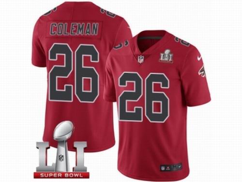 Youth Nike Atlanta Falcons #26 Tevin Coleman Limited Red Rush Super Bowl LI 51 Jersey
