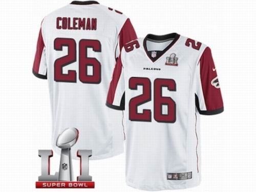 Youth Nike Atlanta Falcons #26 Tevin Coleman Limited White Super Bowl LI 51 Jersey